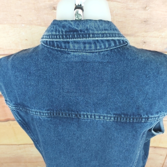 *Made in Canada* VINTAGE Hollywood crop denim sleeveless jeans vest - Picture 8 of 11